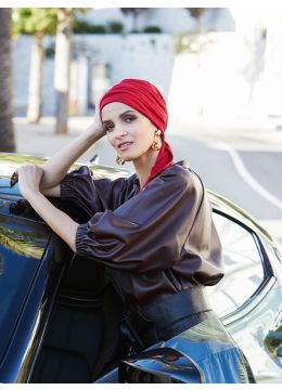 vrouw met fashionable turban